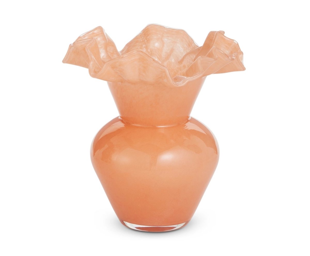 8” ORANGE RUFFLE VASE
