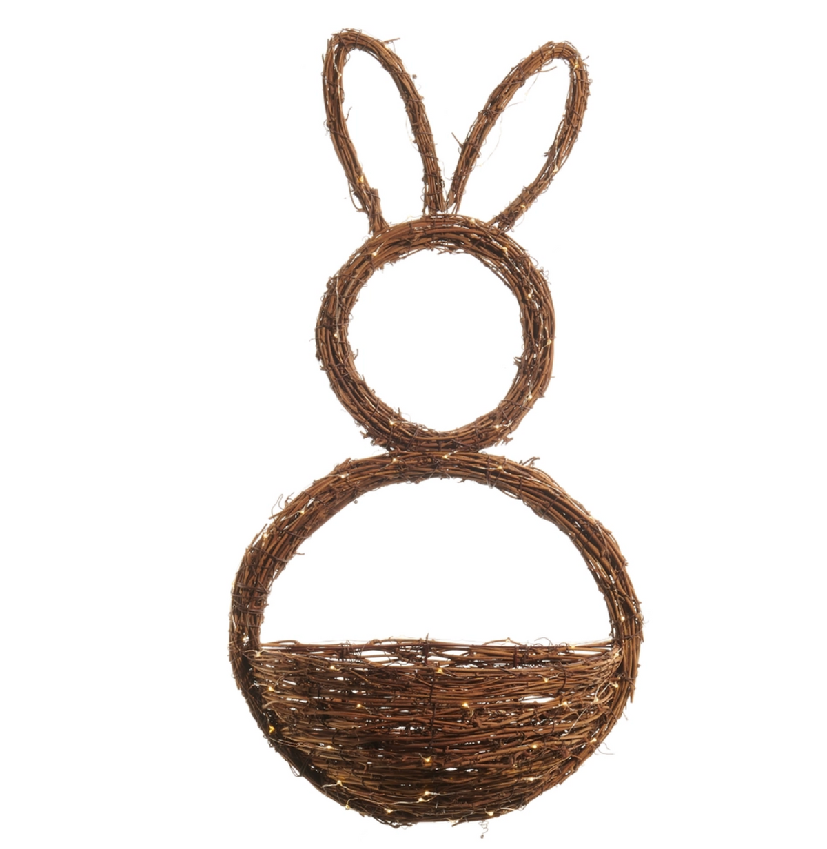 28.5” LIGHTED GRAPEVINE BUNNY BASKET