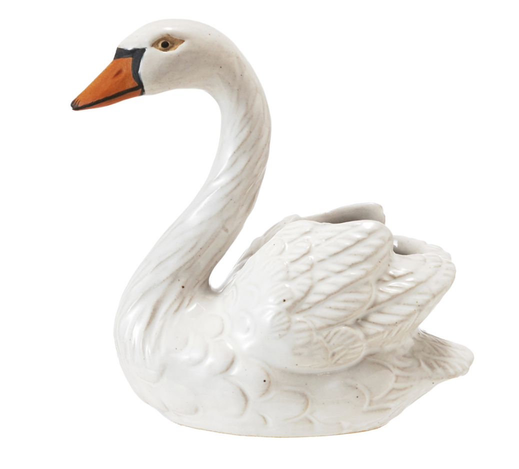 STONEWARE SWAN TOOTHPICK HOLDER