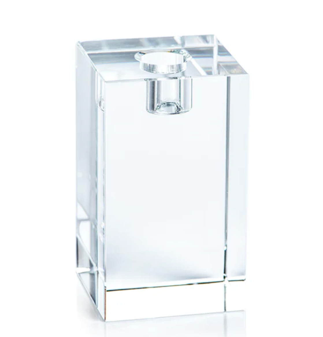 SQUARE CRYSTAL GLASS TAPER CANDLE HOLDER