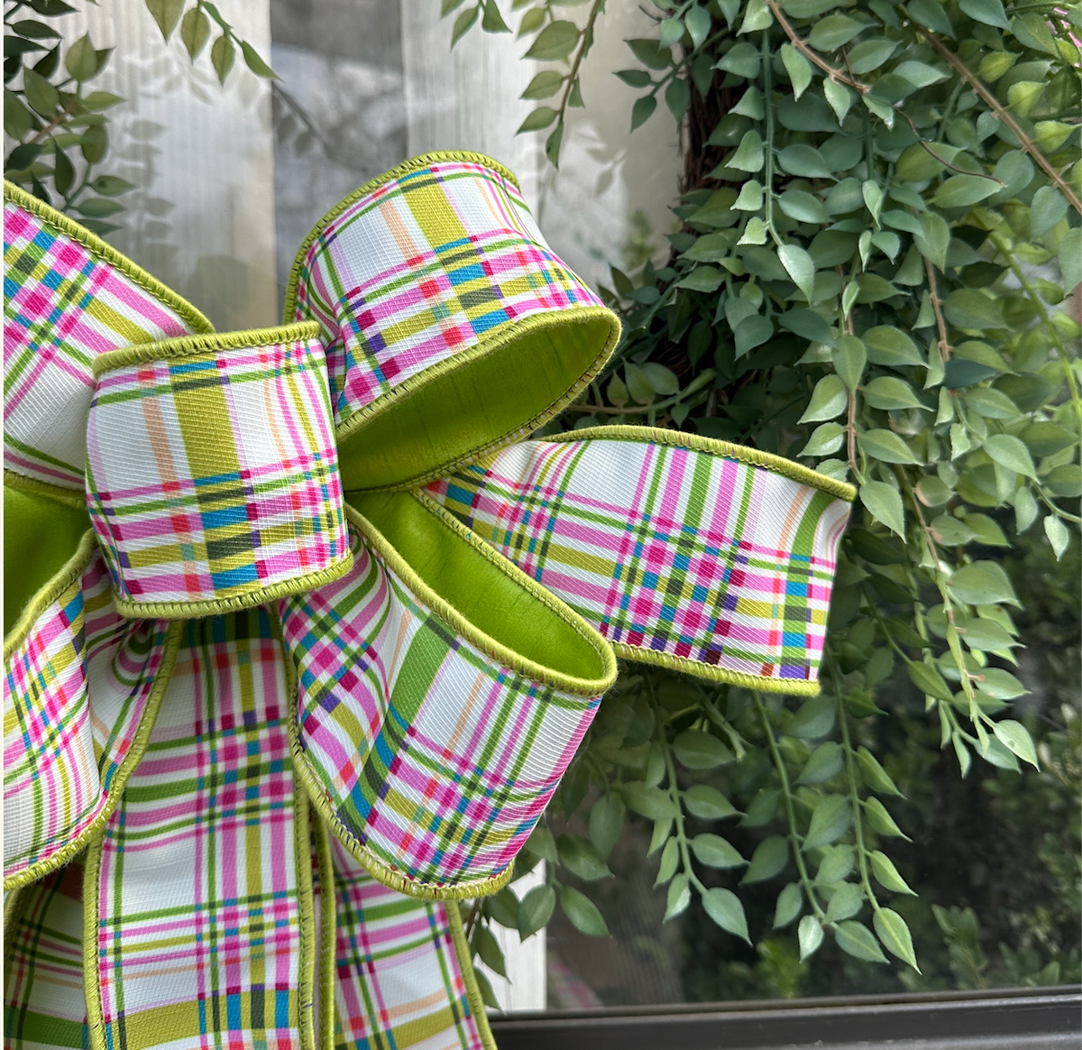 POPLIN PLAID HAND-TIED BOW