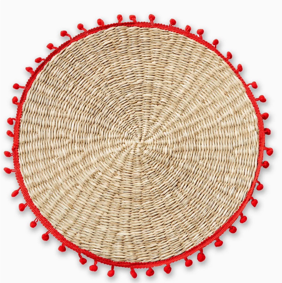 RED POMPOM PLACEMAT SET