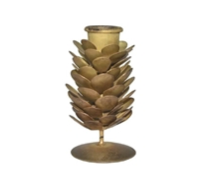 Gold Pinecone Candle Holder