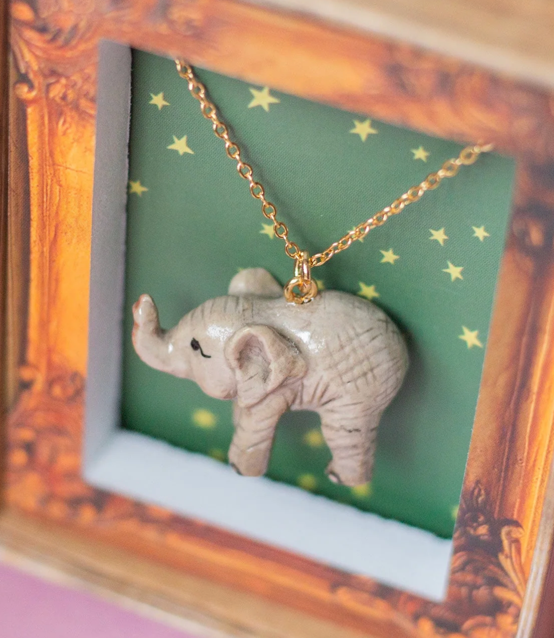 Hand Painted Elephant Necklace