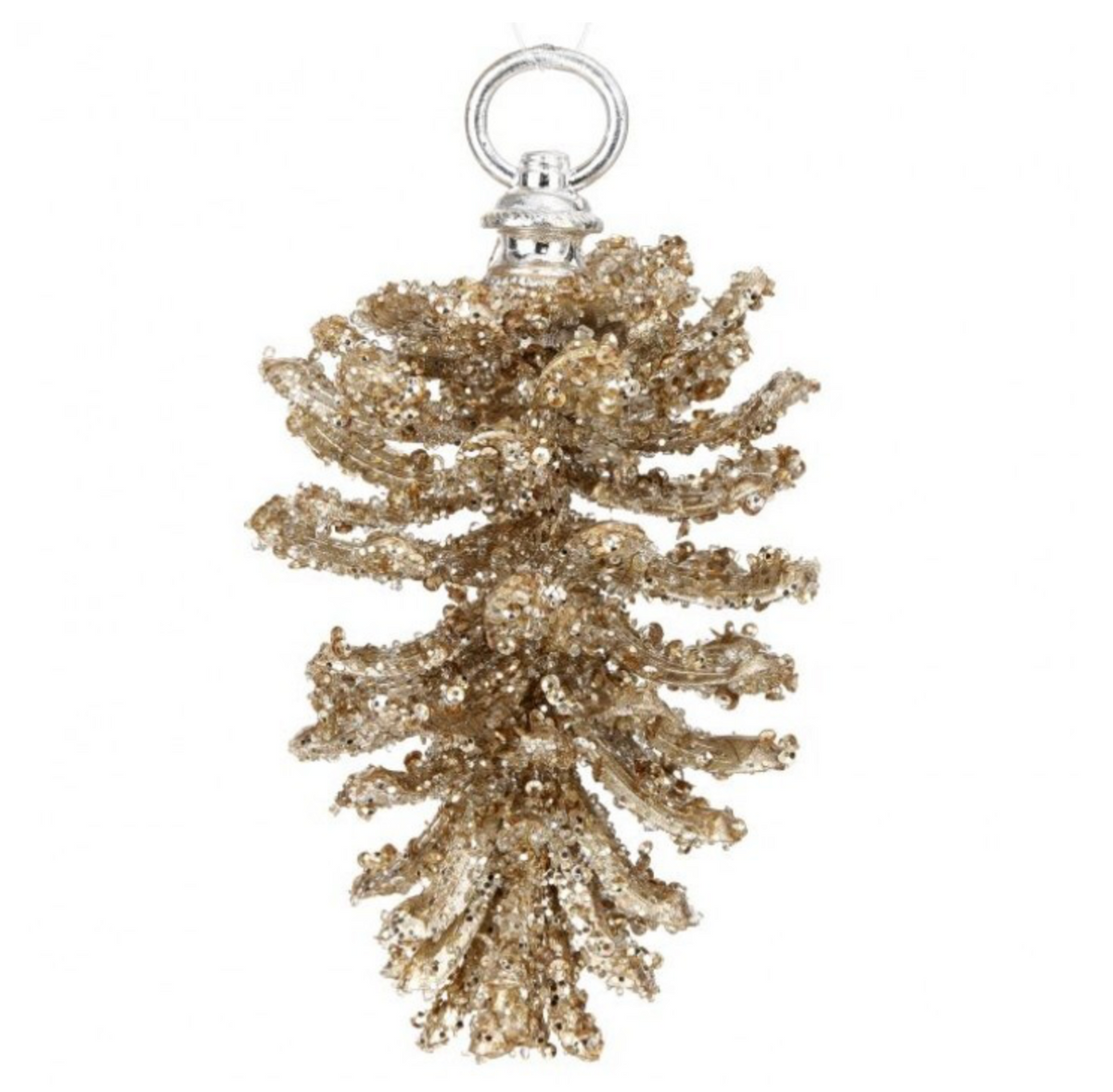 7" Glitter Iced Pinecone Ornament