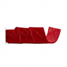 A red quilted velvet curtain rod pocket with a diamond pattern, shown partially rolled on a white background with a small 'NEW!' badge in the top right corner.