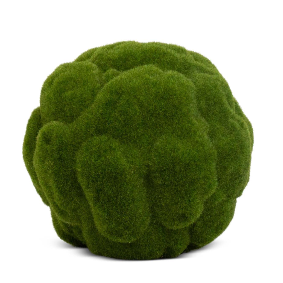 A mossy green, textured, artichoke-shaped decorative cushion or pillow on a solid white background.