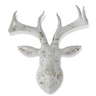 A distressed white faux-stone deer head wall mount with brown speckled detailing and large antlers, shown against a plain white background.