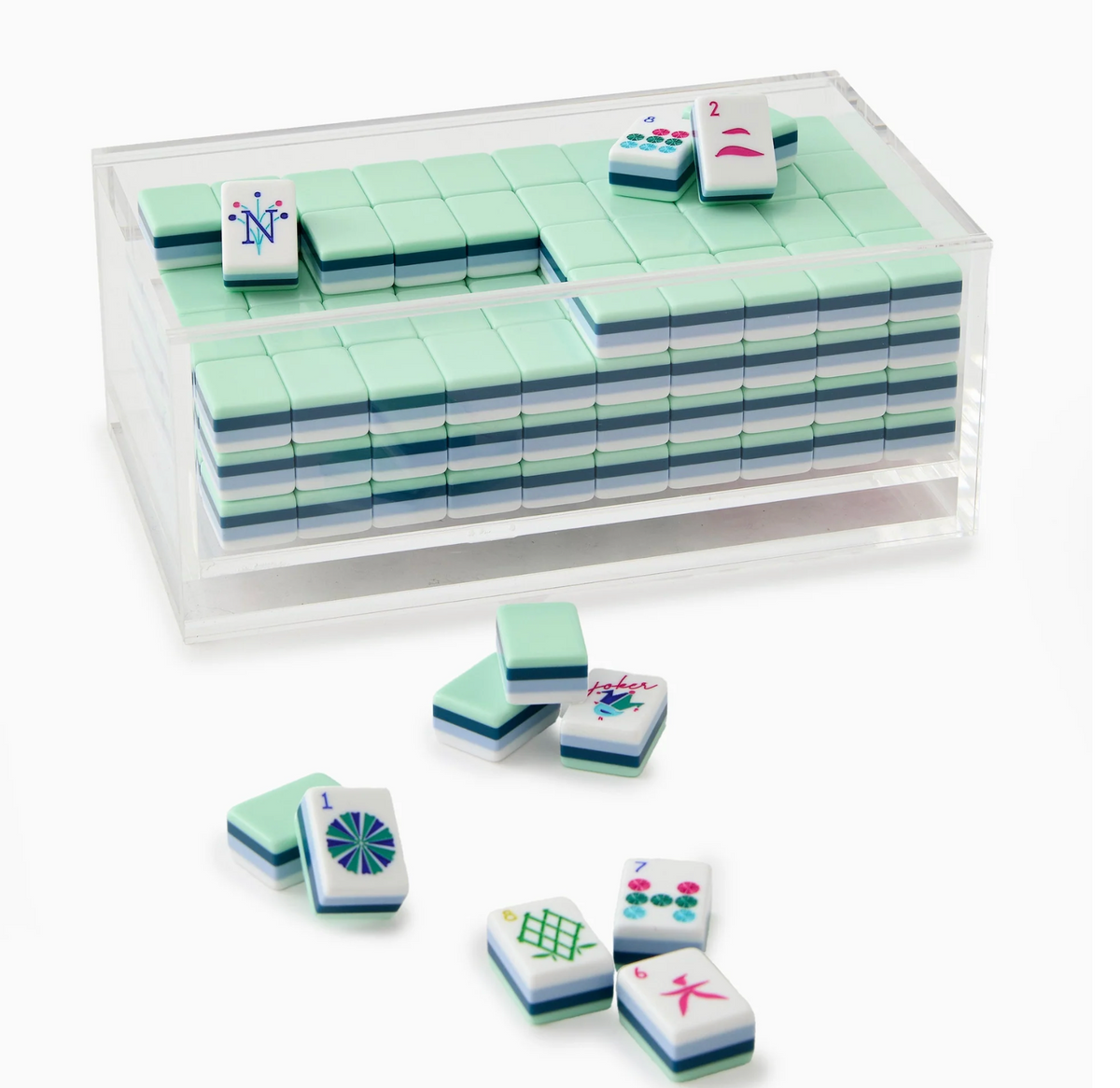 MAHJONG CLEAR ACRYLIC MAHJONG TILE STORAGE BOX