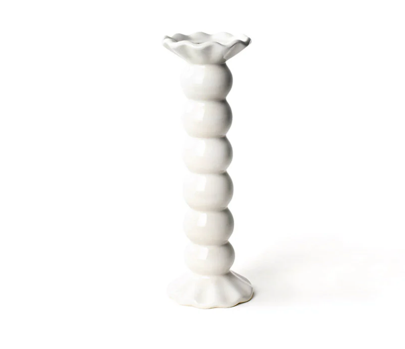 WHITE RUFFLE KNOBBED CANDLE HOLDERS