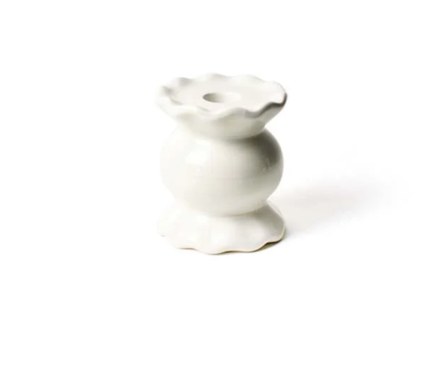 WHITE RUFFLE KNOBBED CANDLE HOLDERS