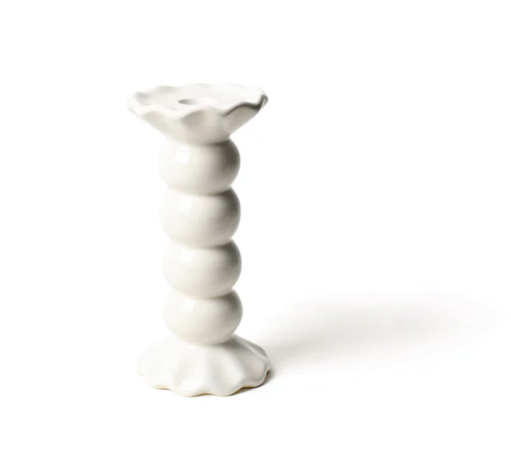 WHITE RUFFLE KNOBBED CANDLE HOLDERS