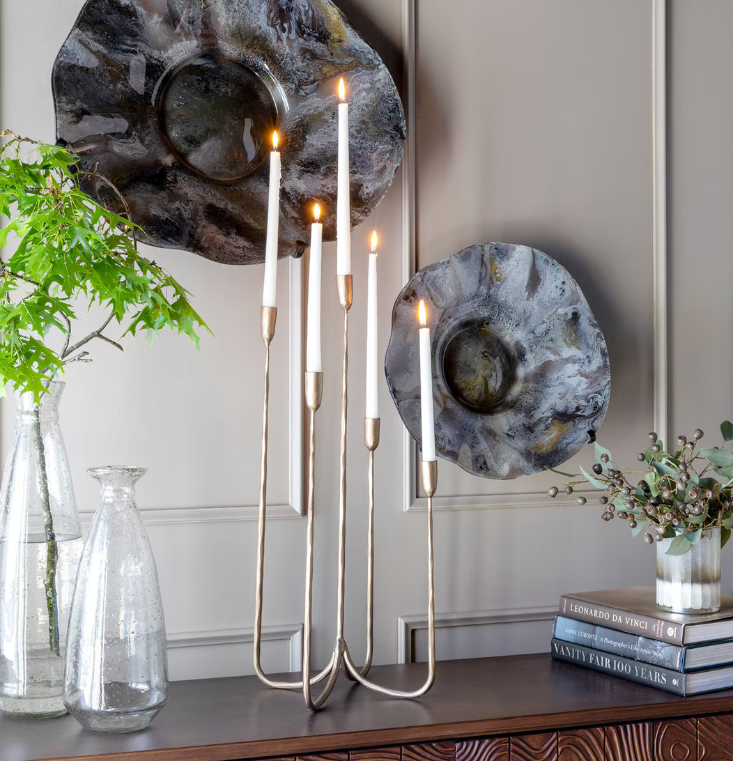 FORGED IRON CANDELABRA, TALL