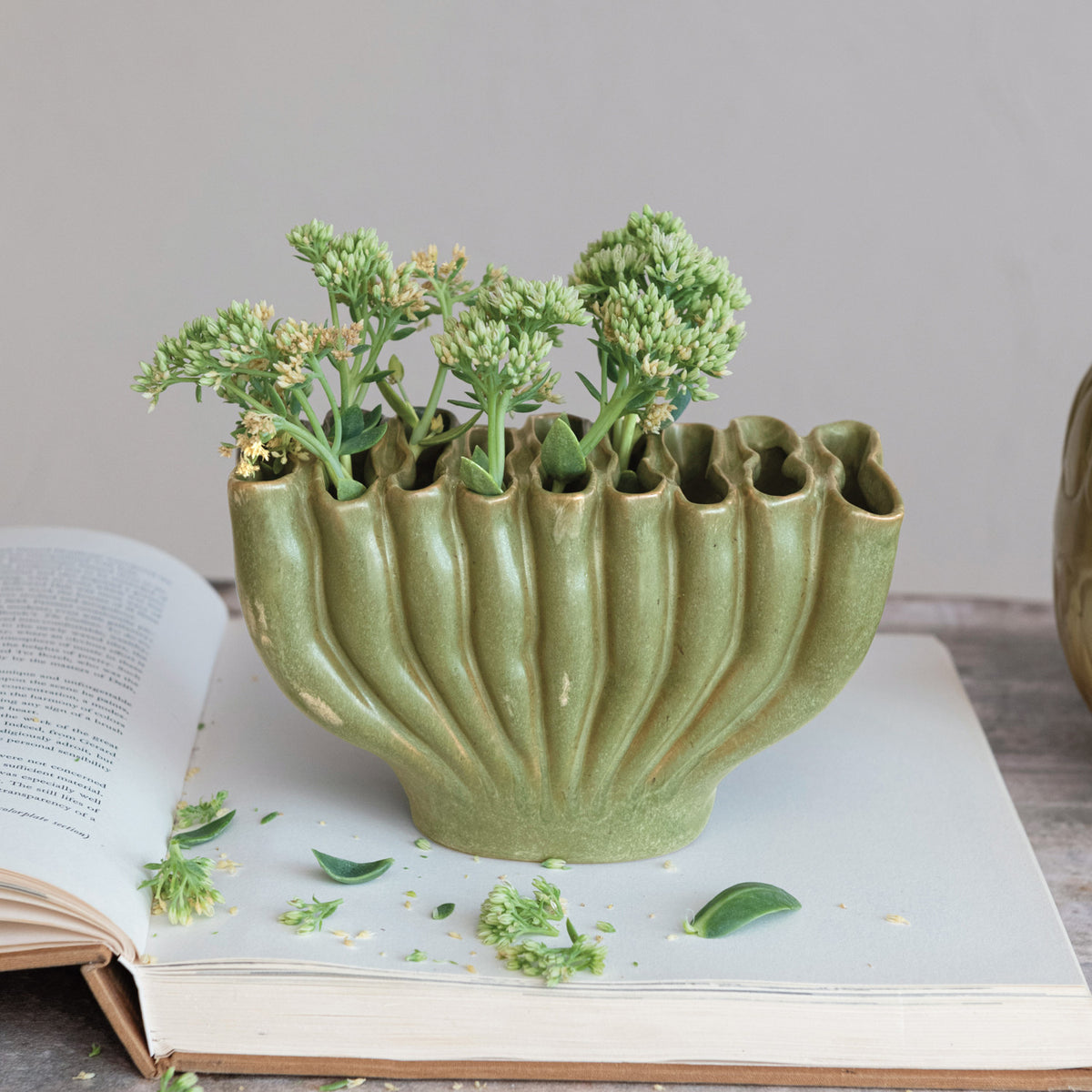 STONEWARE SCULPTURAL VASE WITH NINE SECTIONS