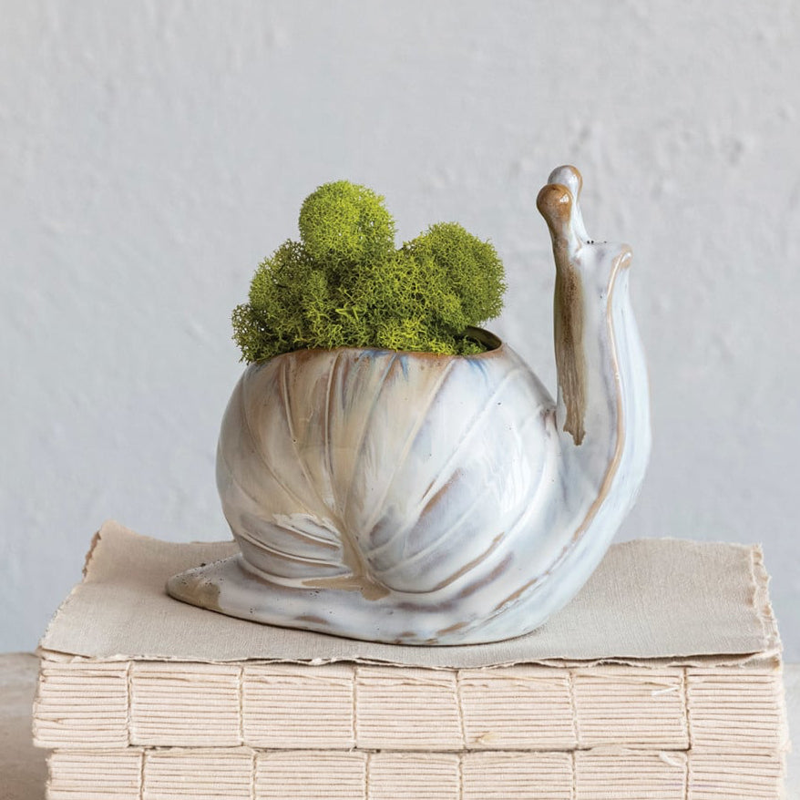 Stoneware Snail Planter