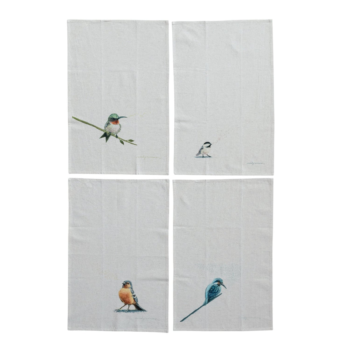 Printed Bird Linen Tea Towels
