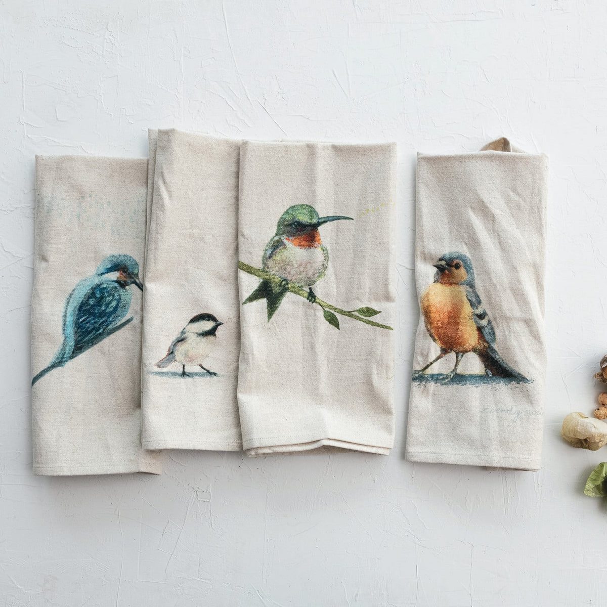 Printed Bird Linen Tea Towels