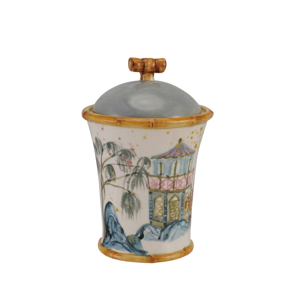 Painted Stoneware Canister