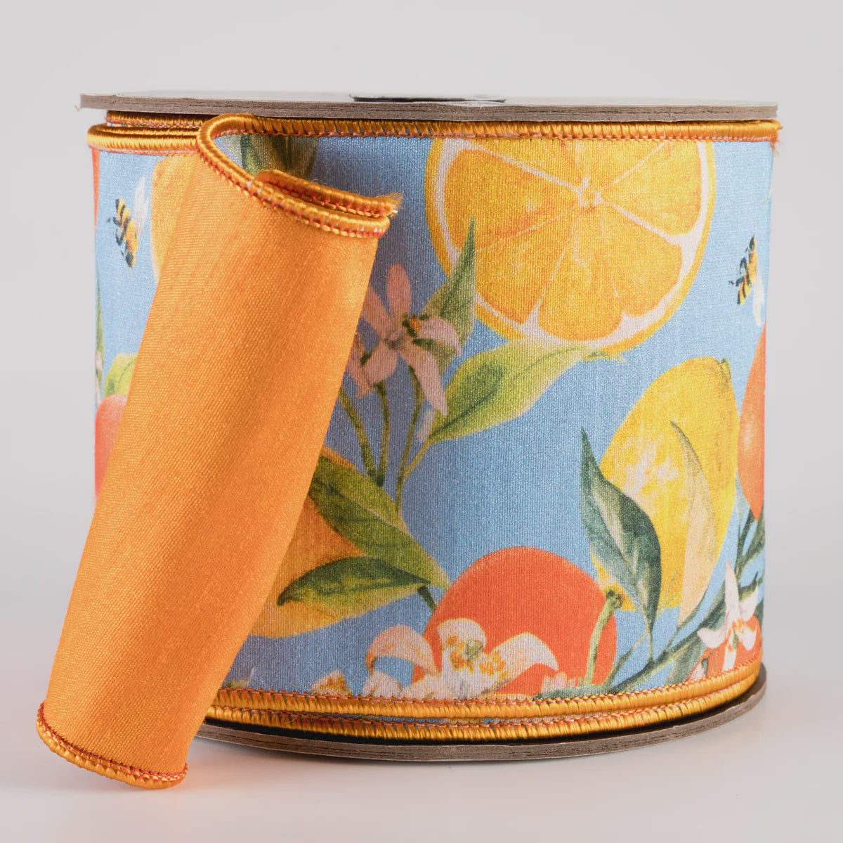 DUPIONI WATERCOLOR CITRUS & BLOSSOMS RIBBON