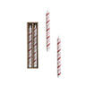 Set of red and white striped candles with a box on a white background